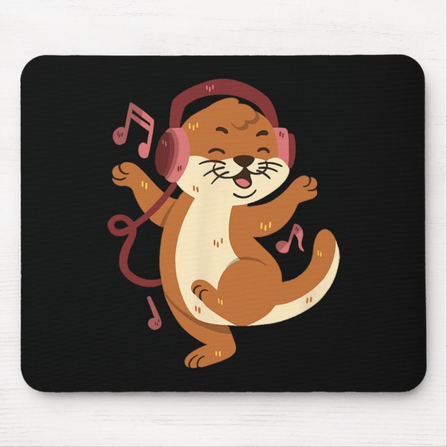 Tapis De Souris Dancing Otter Écouter La Musique (Devant)