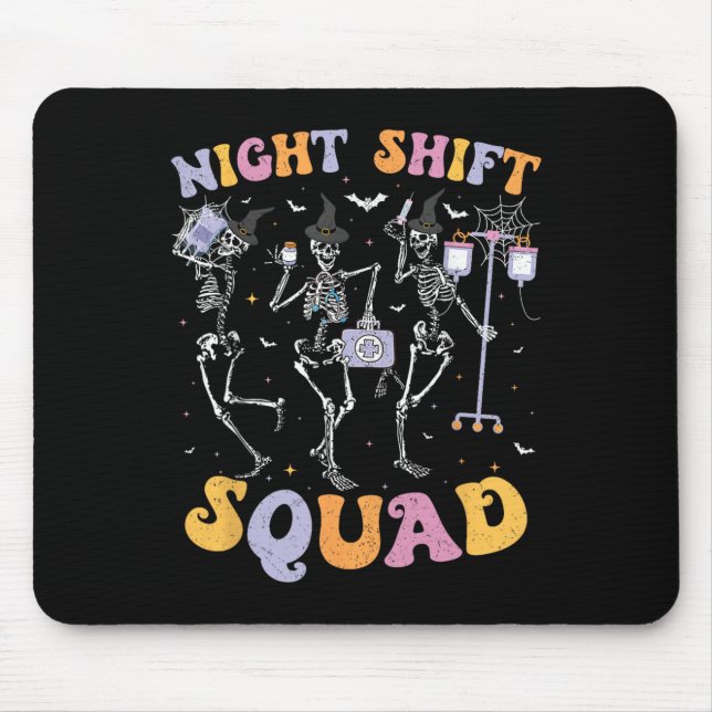 Tapis De Souris Dancing Skeleton Nurse Night Squale Shift Hallowee (Devant)