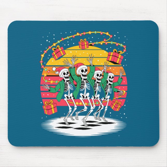 Tapis De Souris Dancing Skeletons With Santa Hats Christmas Lights (Devant)