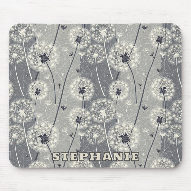 Tapis De Souris Dandelion monochrome moderne (Devant)