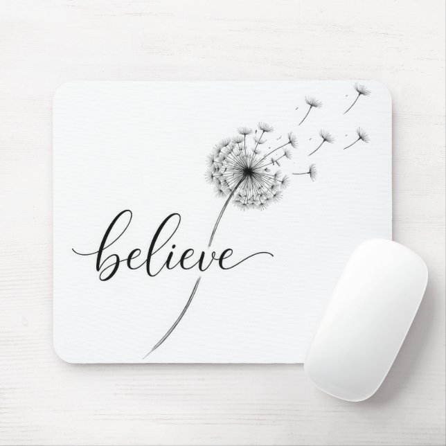 Tapis De Souris Dandelion Seedlings with Believe Text (Avec souris)