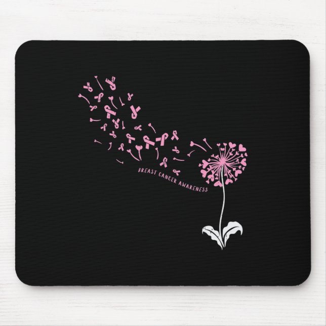 Tapis De Souris Dandelion Sensibilisation au cancer du sein rose R (Devant)
