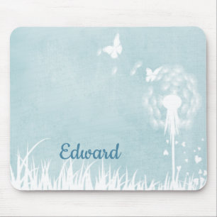 Tapis De Souris Dandelions, papillons et Ciel bleu