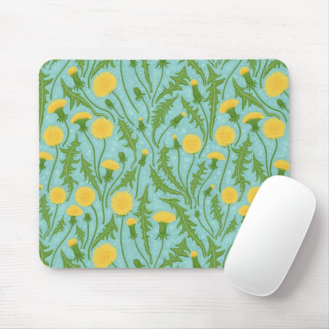 Tapis De Souris Dandelions, vert, jaune et bleu (Avec souris)