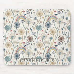 Tapis De Souris Dandelions Whimsical Rainbow et Botanical (2)