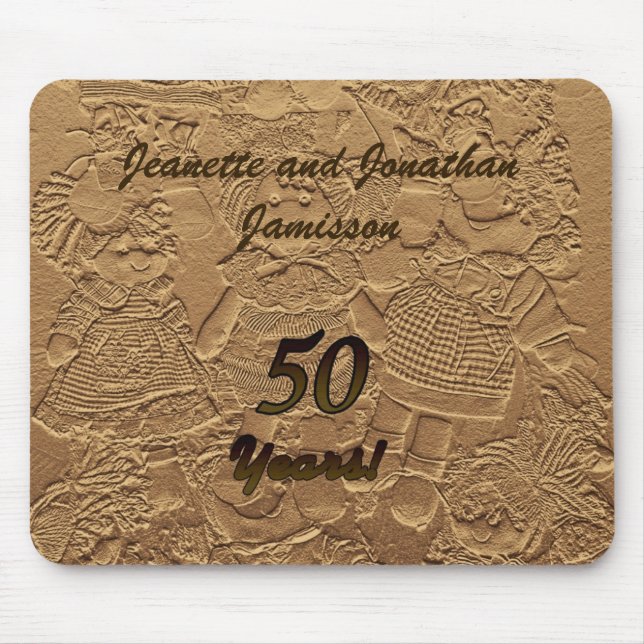 Tapis de souris d'anniversaire de mariage d'or (Devant)