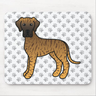 Tapis De Souris Danois tigré mignon chien de dessin animé