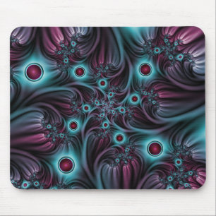 Tapis De Souris Dans la profondeur Bleu rose Abstrait Fractal Art