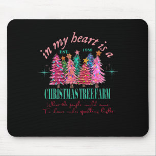 Tapis De Souris Dans Mon Coeur Est Une Ferme D'Arbre De Noël Vinta