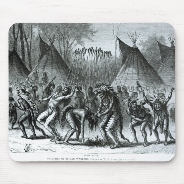 Tapis De Souris Danse de cuir chevelu des 'croquis d'Indien (Devant)