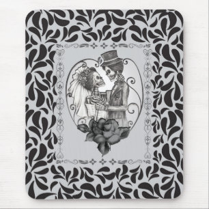 Tapis De Souris Danse de mariage d'un couple amoureux squelettique
