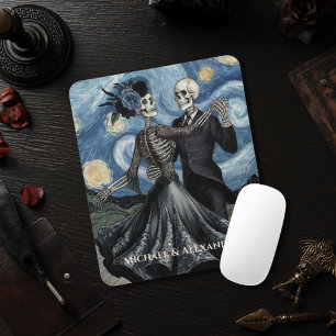Tapis De Souris Danse de squelettes sous le ciel nocturne découpag