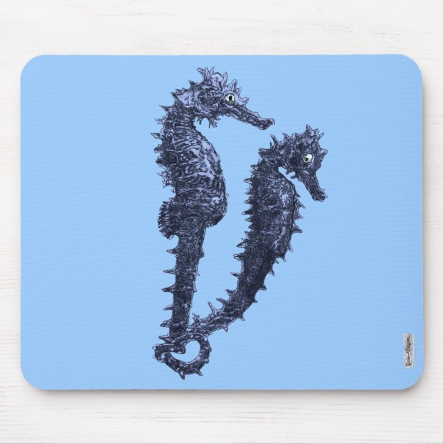 Tapis De Souris Danse Des Chevaux De Mer (Bleu) (Devant)