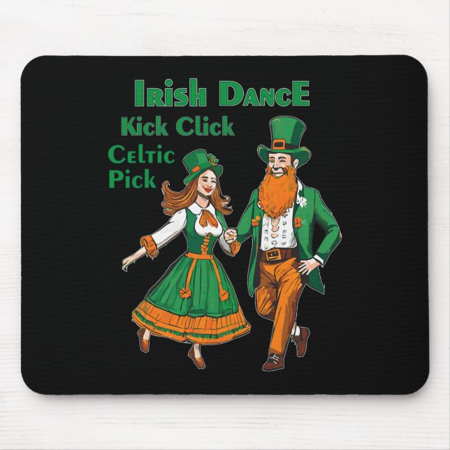 Tapis De Souris Danse Irlandaise Kick Click Danse St Patrick's Day (Devant)