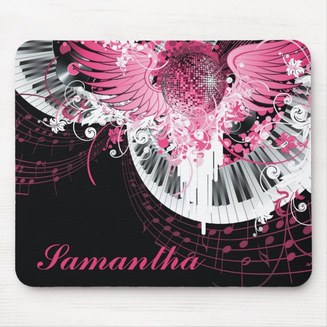 Tapis De Souris Danse Musique Disco Ball Piano Personnalisé Mousep (Devant)
