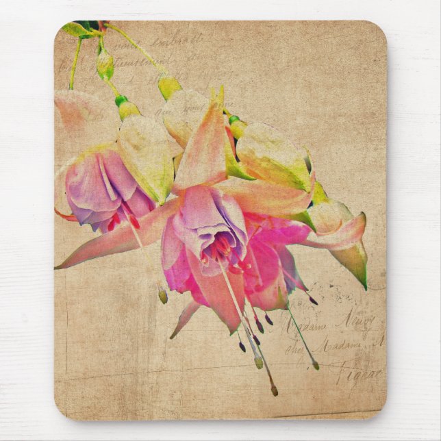 Tapis De Souris Danser Dans Le Vent - Fleurs Fuchsia (Devant)