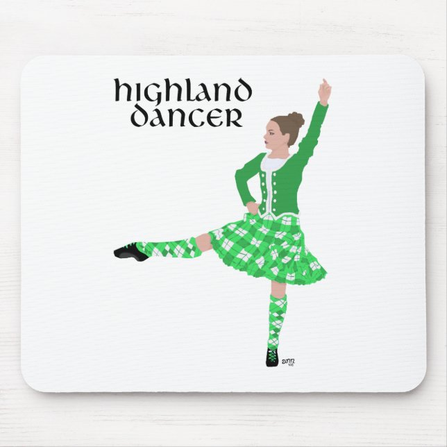 Tapis De Souris Danseuse écossaise des Highlands en vert (Devant)