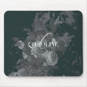 Tapis De Souris Dark Academia Floral Still Life Dark Green
