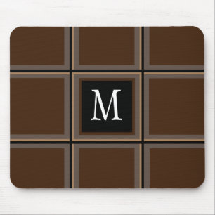 Tapis De Souris Dark Chocolate Brown Custom Single Initial Striped