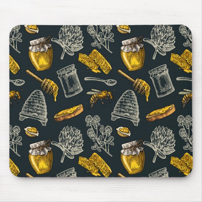 Tapis De Souris Dark Honey Bee Bee Beehive (Devant)