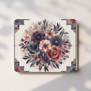Tapis De Souris Dark Romance Bourgogne Art Déco Floral Été