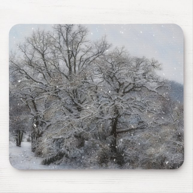 Tapis de souris d'art de vacances d'hiver d'arbres (Devant)