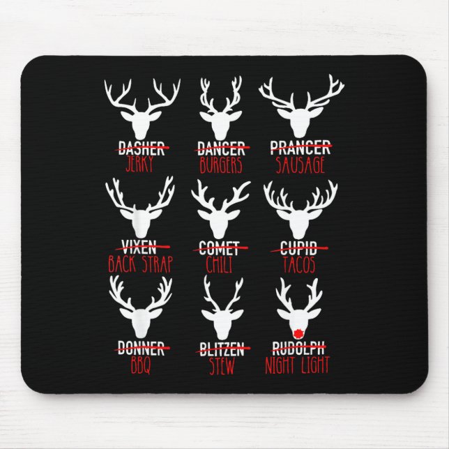 Tapis De Souris Dasher Dancer Prancer & Bourbon Noël (Devant)