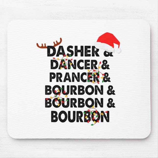 Tapis De Souris Dasher Dancer Prancer & Bourbon Noël (Devant)
