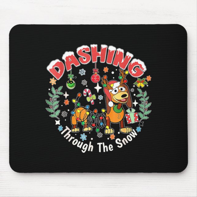 Tapis De Souris Dashing Through The Snow Slink Dog Christmas  (Devant)
