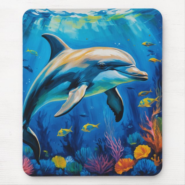 Tapis De Souris Dauphin de peinture à l'huile (Devant)