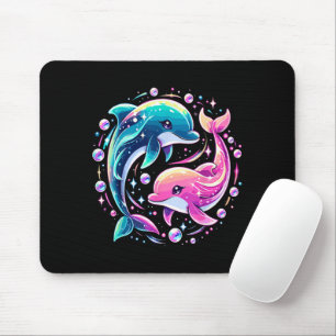 Tapis De Souris Dauphin Océanique Coloré Art Amour Animal Marin Vi
