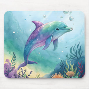 Tapis De Souris Dauphin peint à l'aquarelle