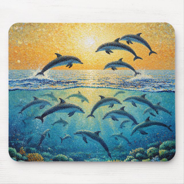 Tapis De Souris Dauphins au coucher du soleil l (Devant)