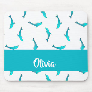 Tapis De Souris Dauphins bleus sur blanc