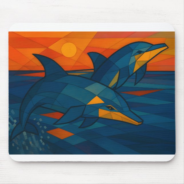 Tapis De Souris Dauphins de style cubique (Devant)