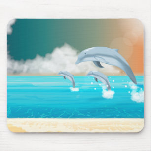 Tapis De Souris dauphins faisant des sauts dans l'océan