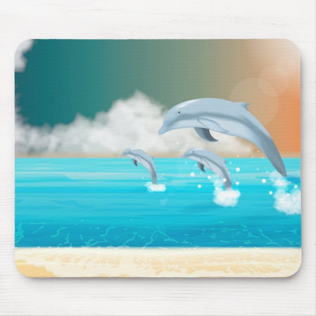 Tapis De Souris dauphins faisant des sauts dans l'océan         (Devant)