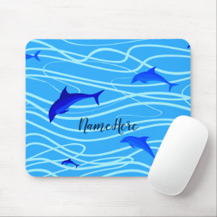 Tapis De Souris Dauphins Natation Personnaliser Ajouter votre nom