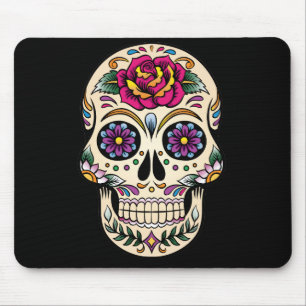 Tapis De Souris Day of the Dead Sugar Skull with Rose