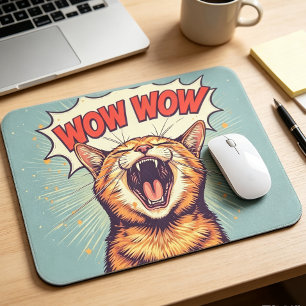 Tapis de souris de bureau drôle Art Pop Rétro Chat