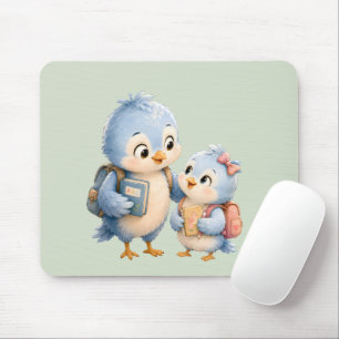 Tapis de souris de bureau Frère et soeur Oiseau bl