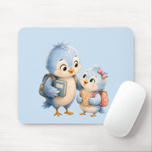 Tapis de souris de bureau Frère Oiseau Bleu Mignon