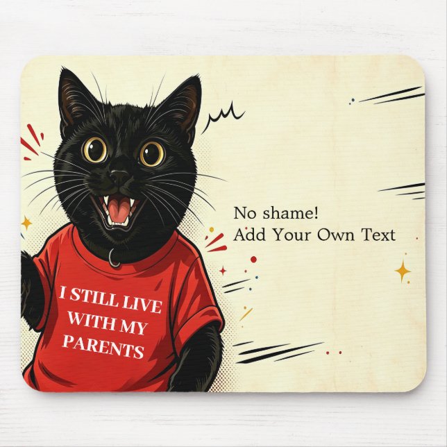 Tapis de souris de bureau humour chat noir Mème dr (Devant)