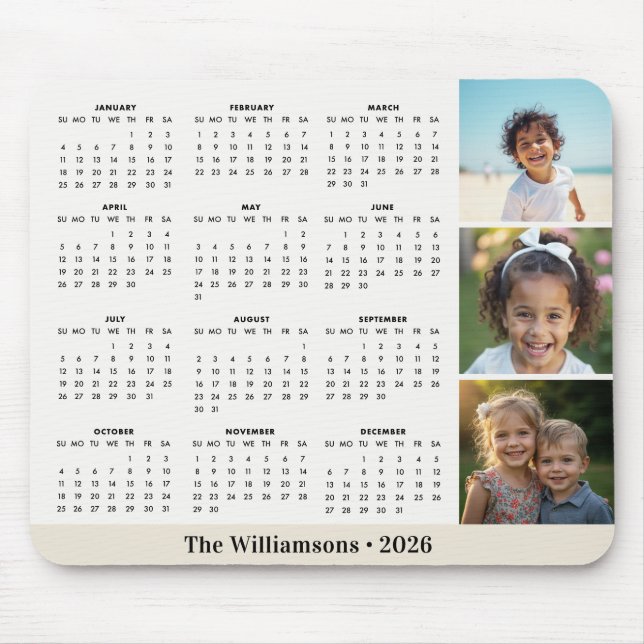 Tapis de souris de calendrier familial de collage  (Devant)
