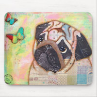 Tapis de souris de carlin et de papillons