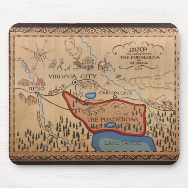 TAPIS DE SOURIS DE CARTE DE PONDEROSA (Devant)