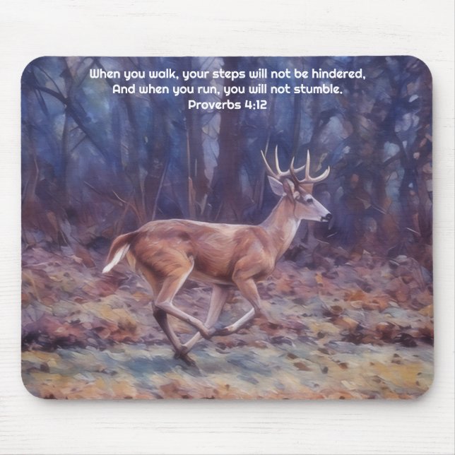 Tapis de souris de cerf Buck courant, nature, foi, (Devant)