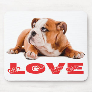 Tapis de souris de chiot Bouledogue anglais Amour