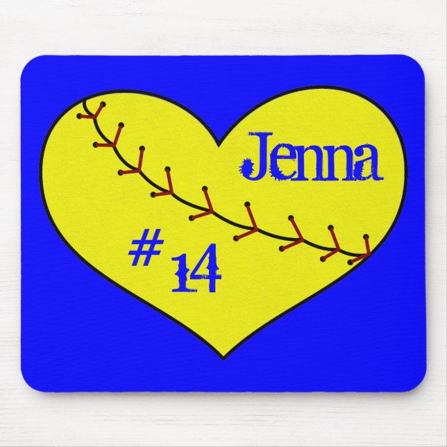 Tapis de souris de coeur du base-ball de Fastpitch (Devant)