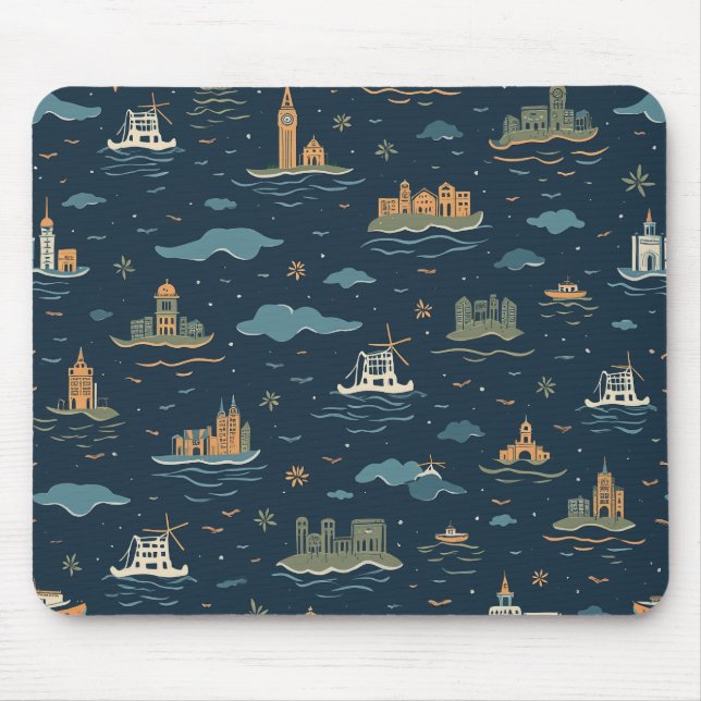 Tapis de souris de conception de voyage vintage (Devant)